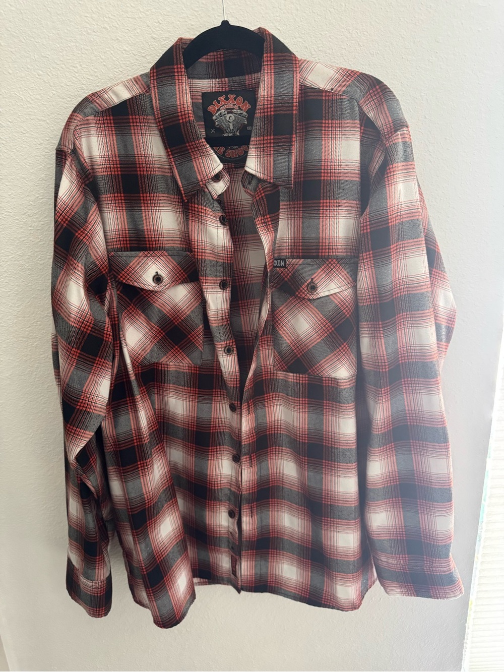 DIXXON Orange, Black & White Plaid Lightweight Shirt Jacket